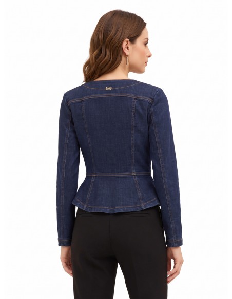 Peplumjasje van stretchdenim, zero-wash, Rinascimento