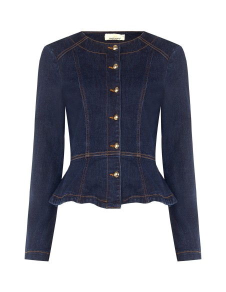 Peplumjasje van stretchdenim, zero-wash, Rinascimento