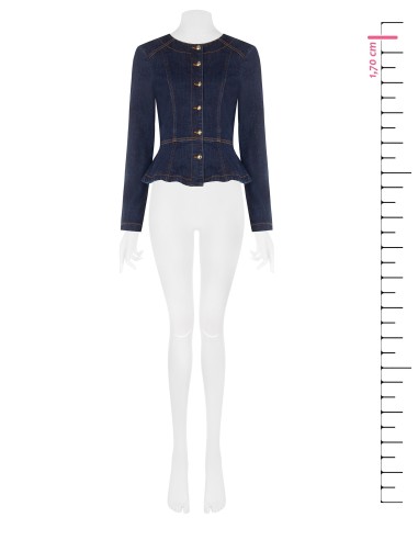 Peplumjasje van stretchdenim, zero-wash, Rinascimento