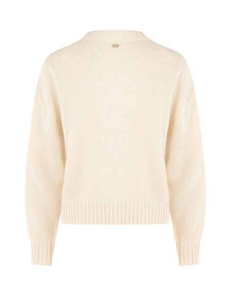 Oversized trui van een viscose-wolmix met in reliëf gebreid RR-logo van Rinascimento