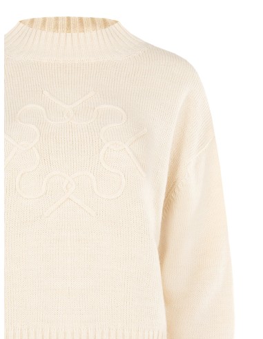 Oversized trui van een viscose-wolmix met in reliëf gebreid RR-logo van Rinascimento