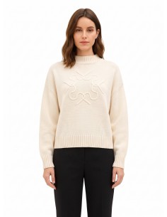 Oversized trui van een viscose-wolmix met in reliëf gebreid RR-logo van Rinascimento