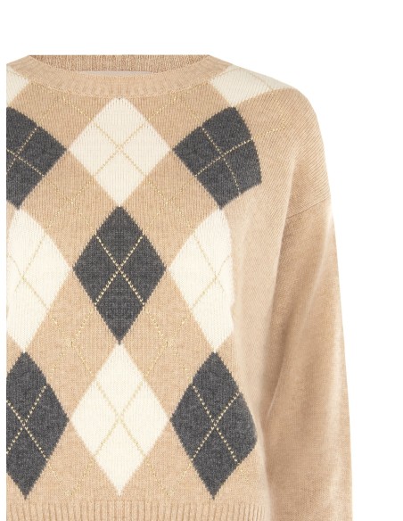 Trui van een viscose-wolmix met ruitmotief en lurex van Rinascimento
