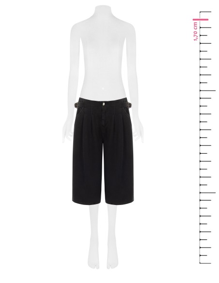 Wide leg bermudajeans met bandjes aan de zijkanten en dubbele plooien Rinascimento