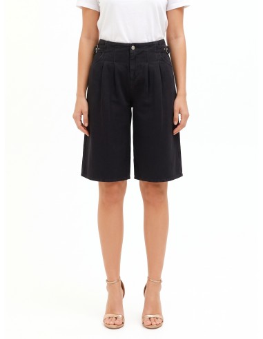 Wide leg bermudajeans met bandjes aan de zijkanten en dubbele plooien Rinascimento