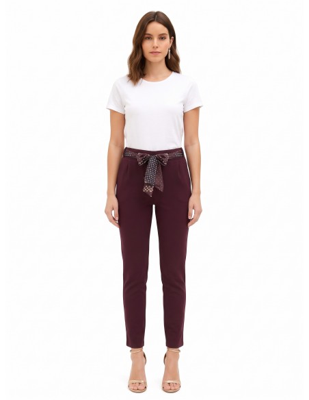 Skinnybroek van polyviscose met elastiek aan de achterkant en sjaaltje met logo Rinascimento