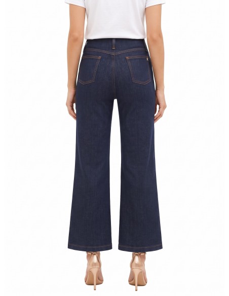Wide leg cropped stretchjeans in Zero-wassing – Rinascimento