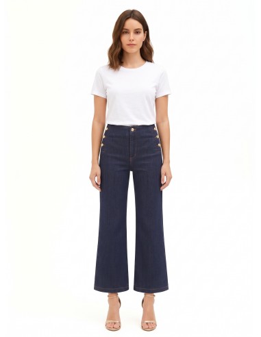 Wide leg cropped stretchjeans in Zero-wassing – Rinascimento