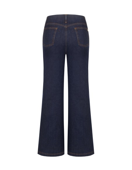 Wide leg cropped stretchjeans in Zero-wassing – Rinascimento