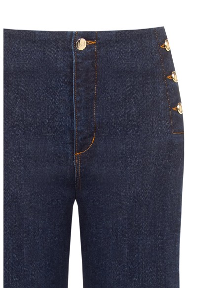 Wide leg cropped stretchjeans in Zero-wassing – Rinascimento