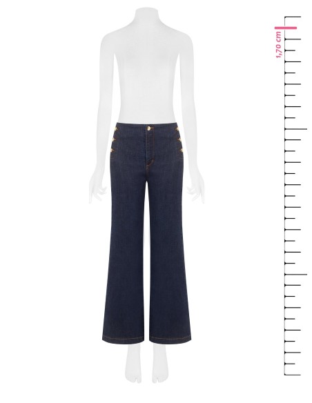 Wide leg cropped stretchjeans in Zero-wassing – Rinascimento
