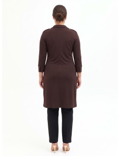 Curvy-jurk van jersey in polostijl met V-hals en centrale rimpeldetail van Rinascimento Curvy 2