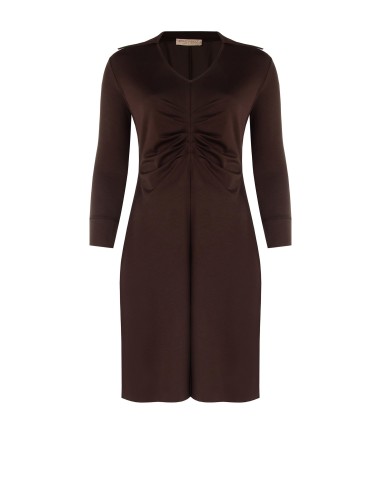 Curvy-jurk van jersey in polostijl met V-hals en centrale rimpeldetail van Rinascimento Curvy