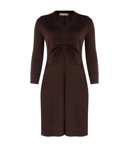 Curvy-jurk van jersey in polostijl met V-hals en centrale rimpeldetail van Rinascimento Curvy