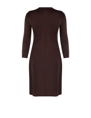 Curvy-jurk van jersey in polostijl met V-hals en centrale rimpeldetail van Rinascimento Curvy