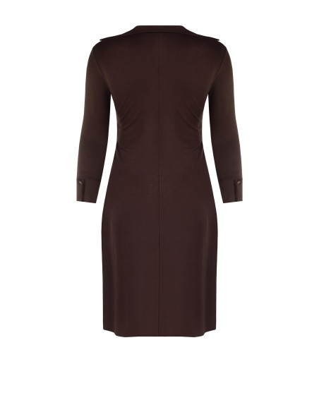 Curvy-jurk van jersey in polostijl met V-hals en centrale rimpeldetail van Rinascimento Curvy