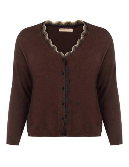Curvy cardigan met kanten inzetstukken Rinascimento Curvy