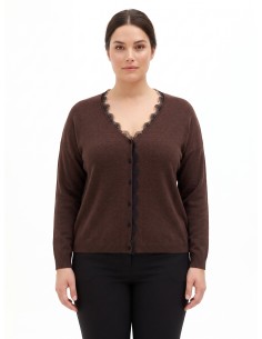Curvy cardigan met kanten inzetstukken Rinascimento Curvy