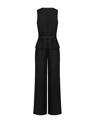 Jumpsuit van cadystof met tweedeligeffect, bijpassende stevige riem en gesp met RR Rinascimento-logo