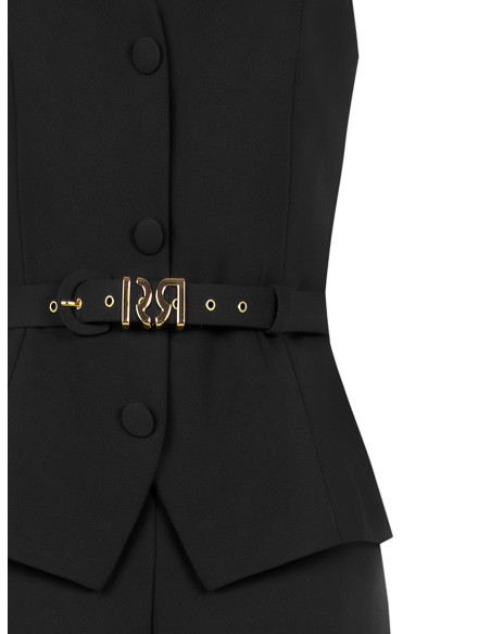 Jumpsuit van cadystof met tweedeligeffect, bijpassende stevige riem en gesp met RR Rinascimento-logo