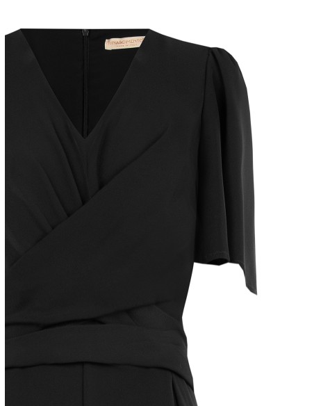 Palazzo-jumpsuit van cadistof met een gekruiste V-hals van Rinascimento