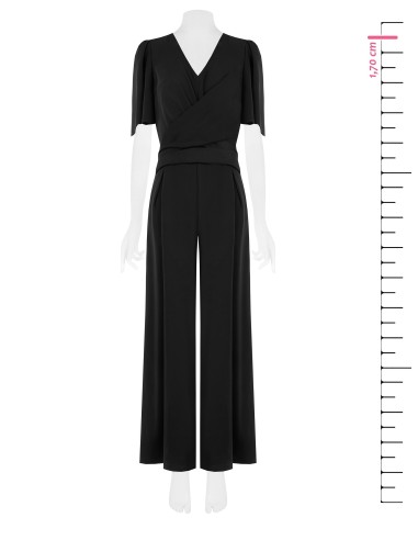Palazzo-jumpsuit van cadistof met een gekruiste V-hals van Rinascimento