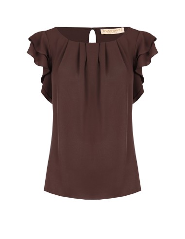Vloeiende blouse van mat satijn met volantmouwen Rinascimento