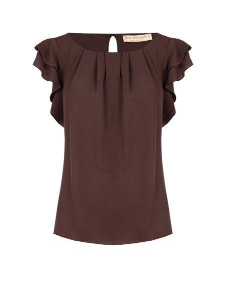 Vloeiende blouse van mat satijn met volantmouwen Rinascimento