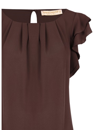 Vloeiende blouse van mat satijn met volantmouwen Rinascimento