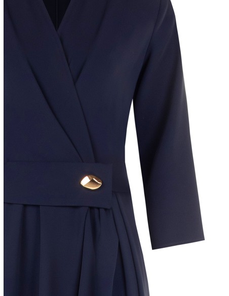Palazzo-jumpsuit van soepelvallende stof met overslaghals en metalen detail van Rinascimento