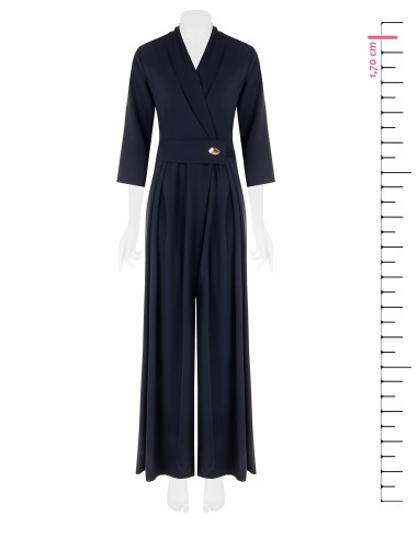 Palazzo-jumpsuit van soepelvallende stof met overslaghals en metalen detail van Rinascimento