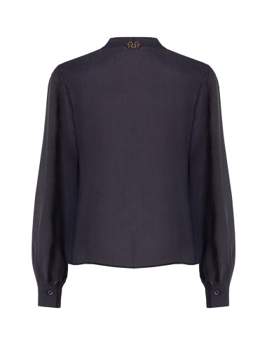 Soepelvallende blouse van lyocell met V-hals en volant Rinascimento