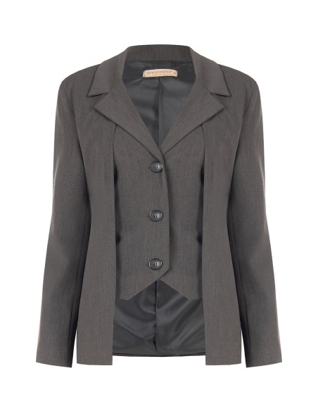 Blazerjack van polyester-viscose met 2-in-1-effect: jasje en gilet van Rinascimento