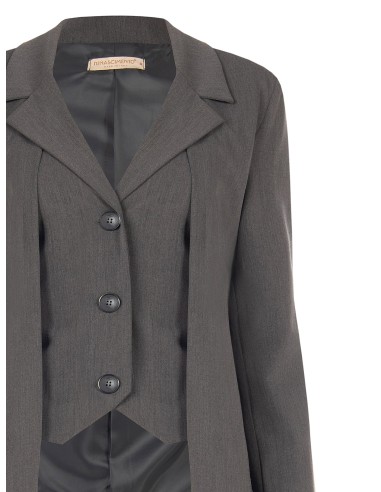 Blazerjack van polyester-viscose met 2-in-1-effect: jasje en gilet van Rinascimento