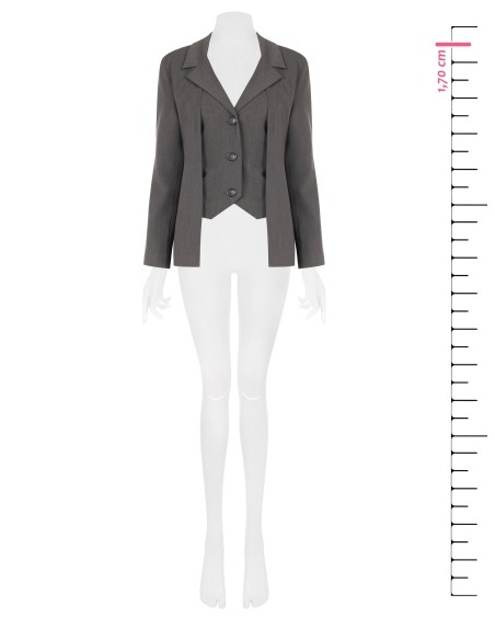 Blazerjack van polyester-viscose met 2-in-1-effect: jasje en gilet van Rinascimento