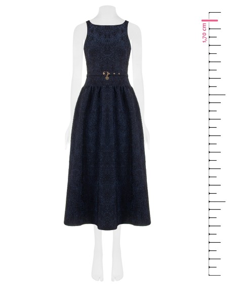 Midi-jurk van jacquardstof met reliëf en lurex, met klokkende rok Rinascimento