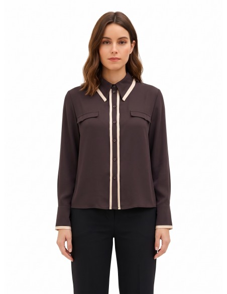 Matte satijnen blouse met contrasterende details Rinascimento