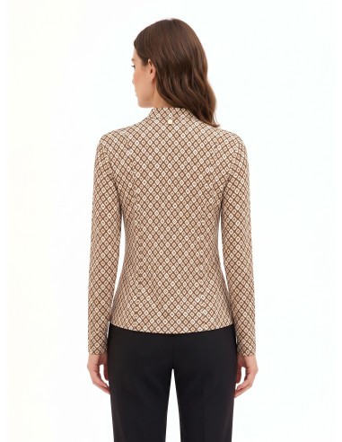 Blouse van viscose met geometrisch patroon, V-hals en strik van Rinascimento
