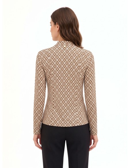 Blouse van viscose met geometrisch patroon, V-hals en strik van Rinascimento