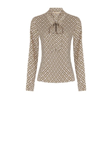 Blouse van viscose met geometrisch patroon, V-hals en strik van Rinascimento