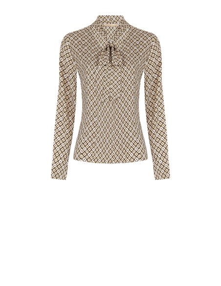 Blouse van viscose met geometrisch patroon, V-hals en strik van Rinascimento