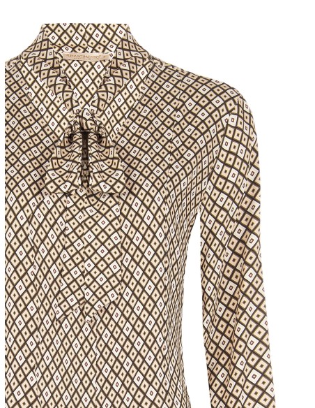 Blouse van viscose met geometrisch patroon, V-hals en strik van Rinascimento