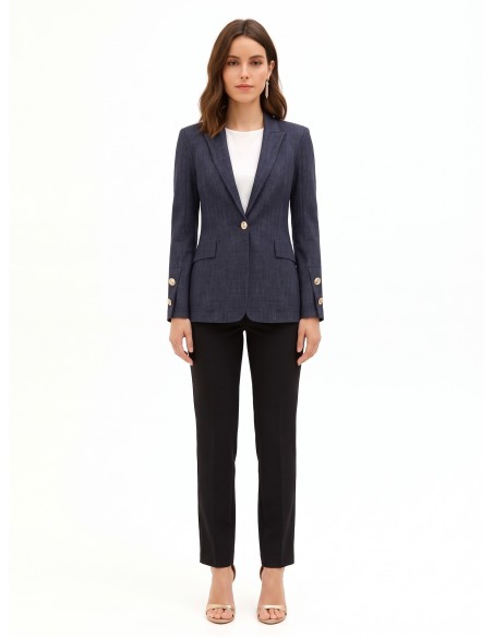 Blazer van Milano-tricot met Rinascimento-logoknopen