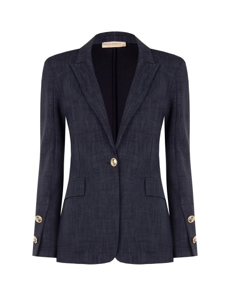 Blazer van Milano-tricot met Rinascimento-logoknopen