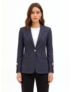 Blazer van Milano-tricot met Rinascimento-logoknopen