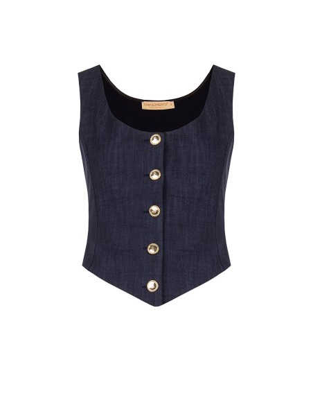 Kort getailleerd vest met punt, van Milano-tricot, Rinascimento