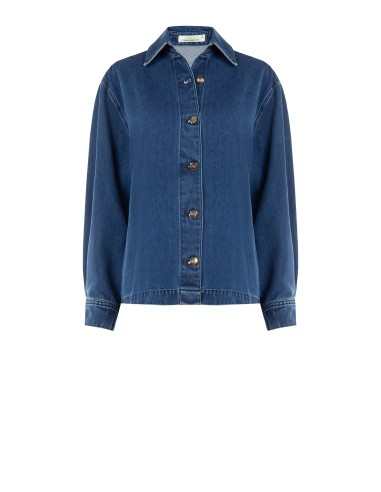 Asymmetrisch oversized denimjack met geplooide achterkant Rinascimento