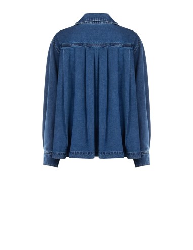 Asymmetrisch oversized denimjack met geplooide achterkant Rinascimento