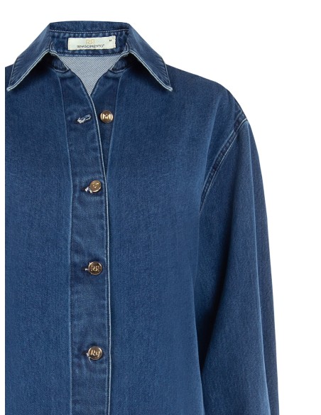 Asymmetrisch oversized denimjack met geplooide achterkant Rinascimento