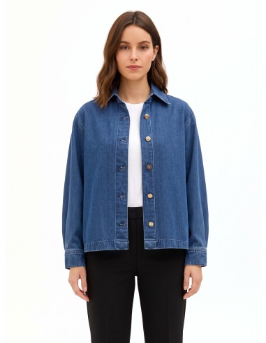 Asymmetrisch oversized denimjack met geplooide achterkant Rinascimento